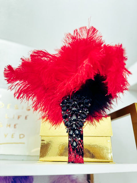 Rouge Noir | Luxe Ostrich Feather Fan