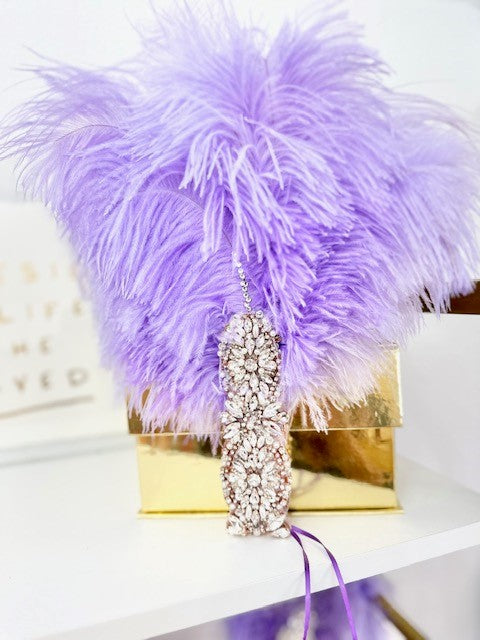 Violette| Luxury Ostrich Feather Hand Fan